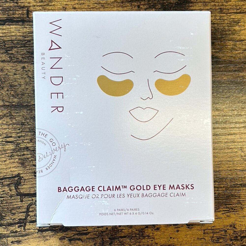 Wander Beauty Baggage Claim Gold Eye Masks 6 Pair NIB Brightening Eye Patches